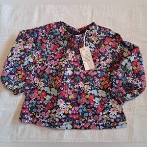 Leigh Tucker girls 6-9 months floral blouse NWT
